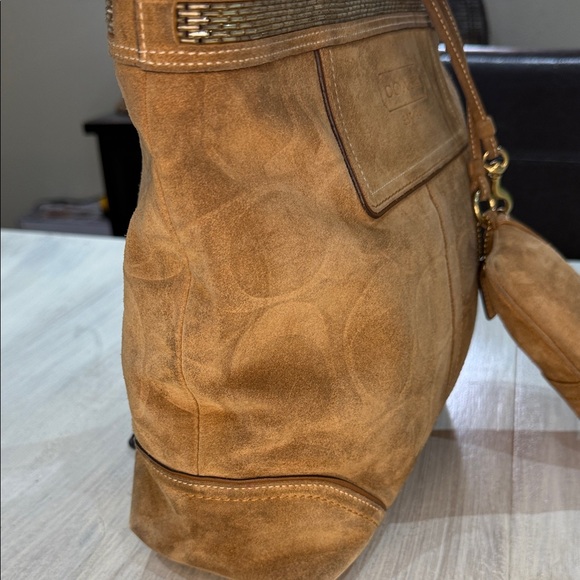 Coach Tan Suede Tote with Pouch - Picture 7 of 14